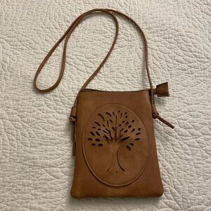NWOT Women’s Vegan Leather Tan Brown Tree of Life Crossbody Purse
